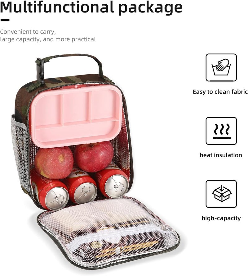 Lovoeo Lunch box Lunch bag for men women Insulated Lunchbox Lunch bags for Work Picnic Travel (Green camo) - Image 3